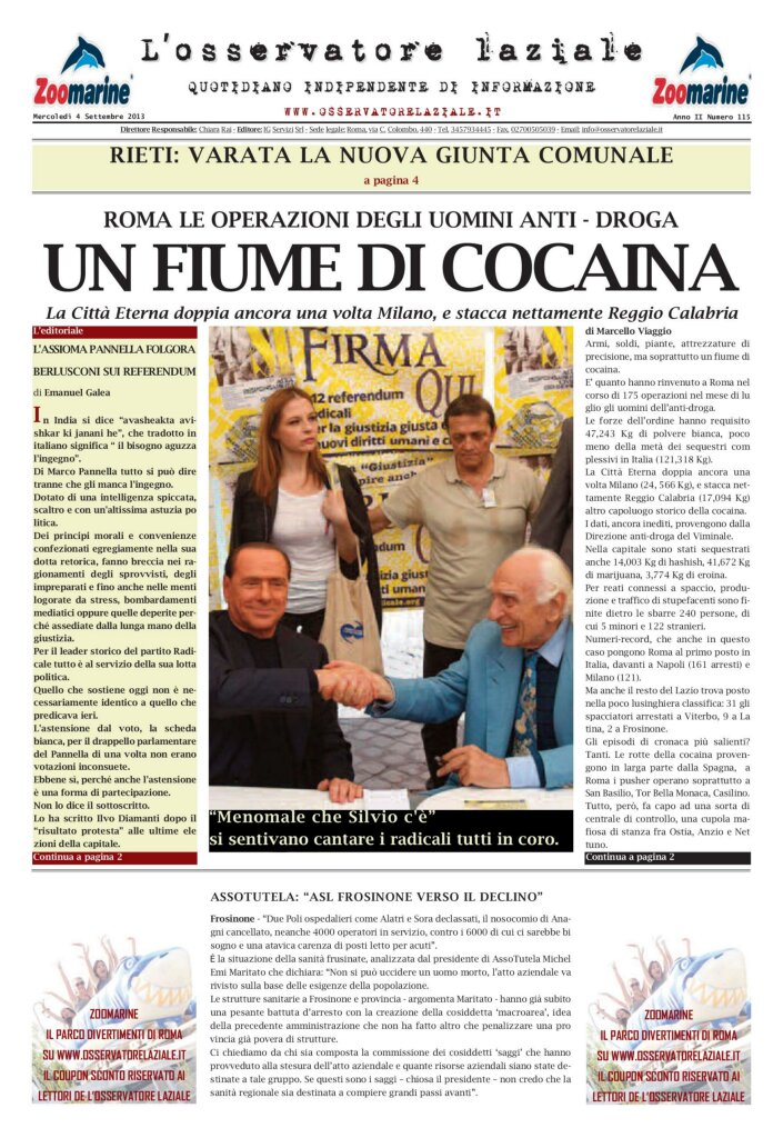 L'osservatore d'Italia edizione del 4 Settembre 2013